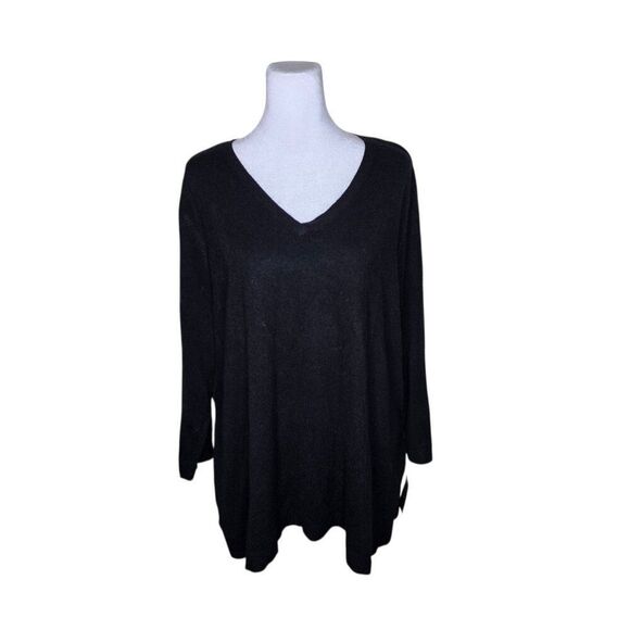 Karen Scott VNeck Plus Size Sweater Womens Size 3X Black New Long - Picture 1 of 7